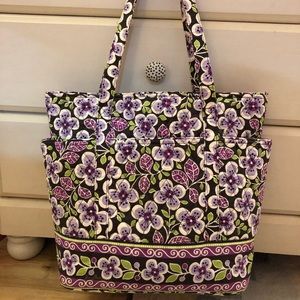 Vera Bradley Go Round Tote in Plum Petals